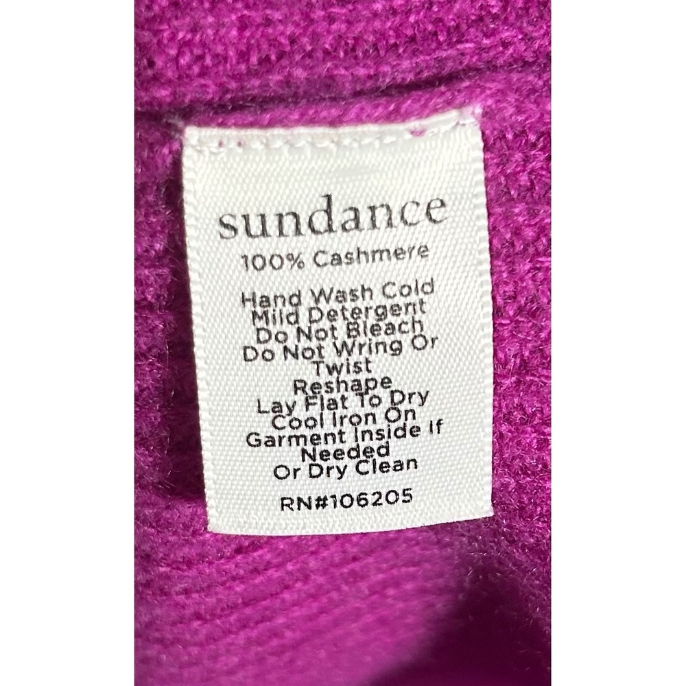 Sundance 100% Cashmere Ribbed V-Neck Sweater Magenta Purple XL RN106205 - Picture 6 of 6
